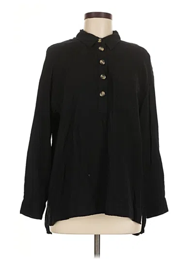 Pre-owned Time And Tru Long Sleeve Blouse In Black
