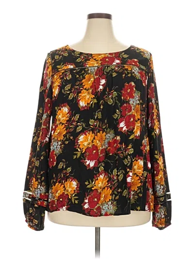 Pre-owned Time And Tru Long Sleeve Blouse In Black