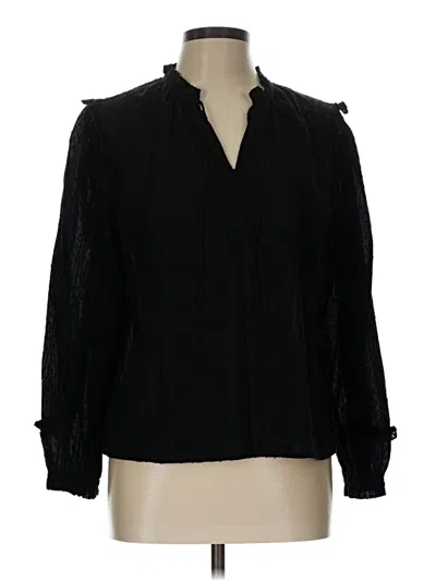 Pre-owned Time And Tru Long Sleeve Blouse In Black