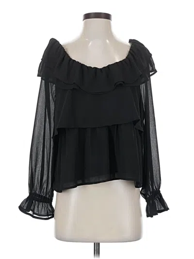 Pre-owned Time And Tru Long Sleeve Blouse In Black