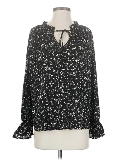 Pre-owned Time And Tru Long Sleeve Blouse In Black