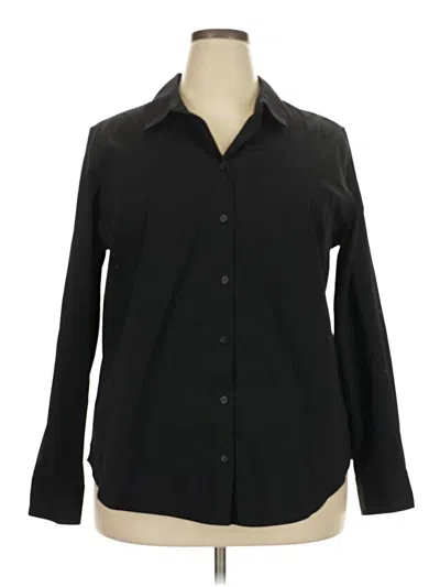 Pre-owned Time And Tru Long Sleeve Blouse In Black