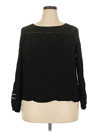 Pre-owned Time And Tru Long Sleeve Blouse In Black
