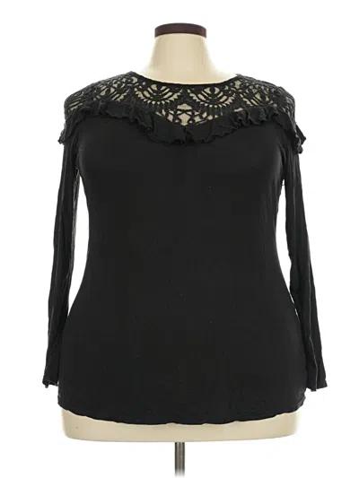 Pre-owned Time And Tru Long Sleeve Blouse In Black