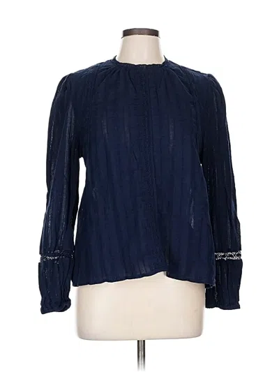 Pre-owned Time And Tru Long Sleeve Blouse In Blue