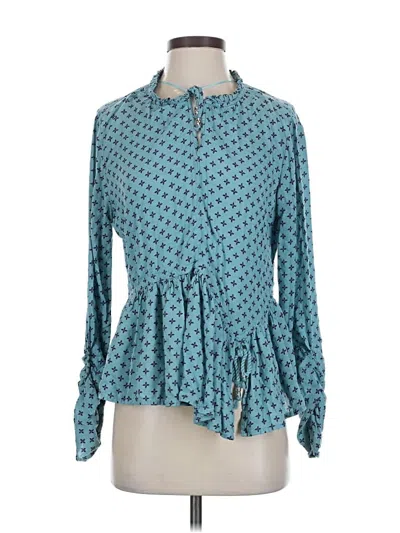 Pre-owned Time And Tru Long Sleeve Blouse In Blue