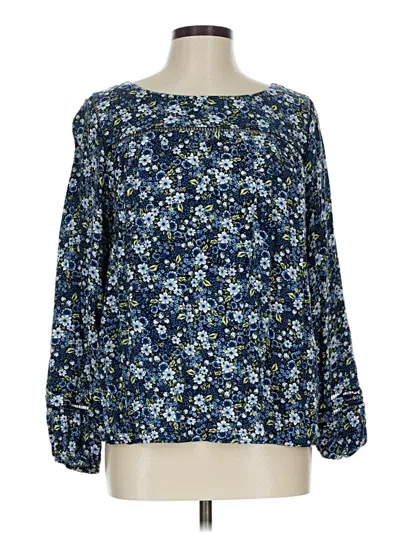 Pre-owned Time And Tru Long Sleeve Blouse In Blue