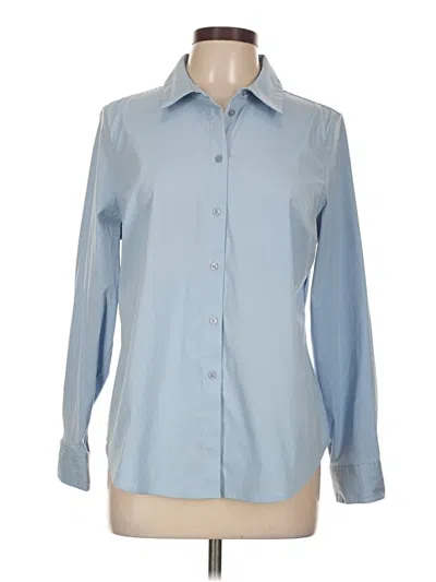 Pre-owned Time And Tru Long Sleeve Blouse In Blue