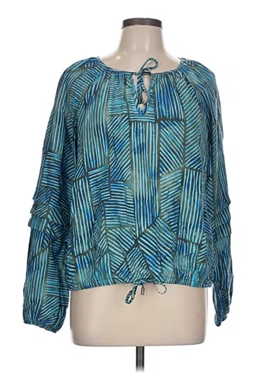 Pre-owned Time And Tru Long Sleeve Blouse In Blue