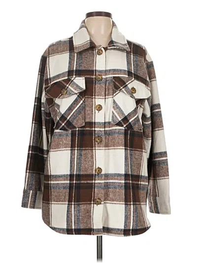 Pre-owned Time And Tru Long Sleeve Blouse In Brown