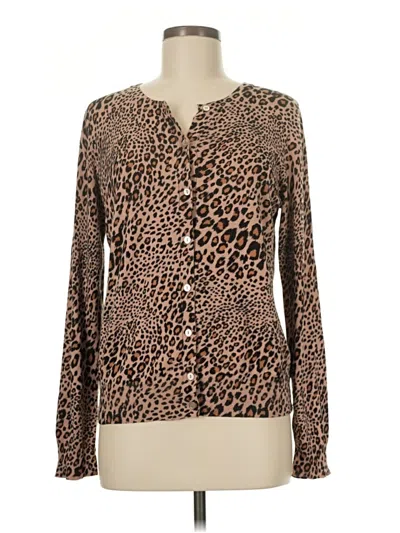 Pre-owned Time And Tru Long Sleeve Blouse In Brown