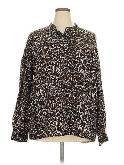 Pre-owned Time And Tru Long Sleeve Blouse In Brown