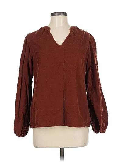 Pre-owned Time And Tru Long Sleeve Blouse In Burgundy