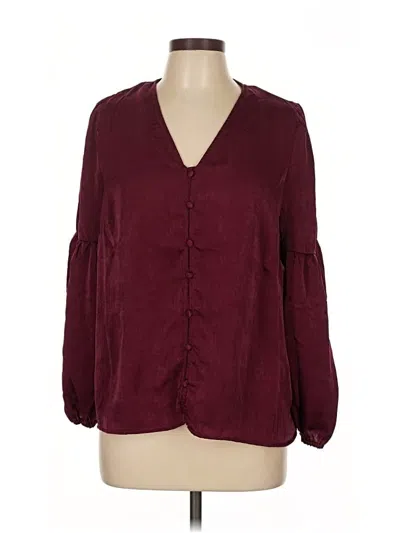 Time And Tru Long Sleeve Blouse In Burgundy