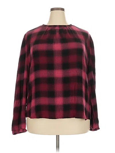 Pre-owned Time And Tru Long Sleeve Blouse In Burgundy