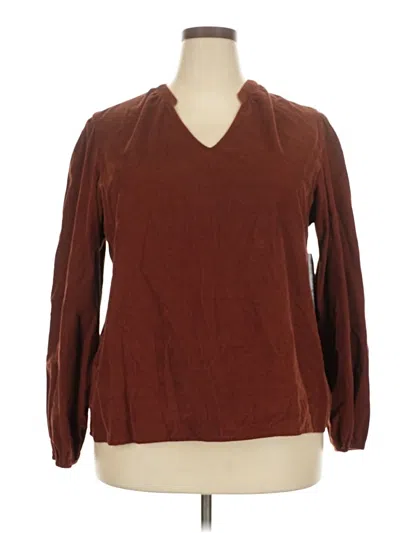Time And Tru Long Sleeve Blouse In Burgundy