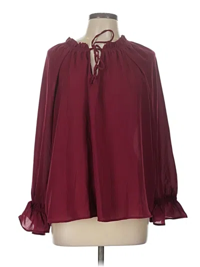Pre-owned Time And Tru Long Sleeve Blouse In Burgundy