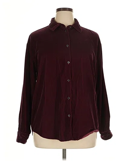 Pre-owned Time And Tru Long Sleeve Blouse In Burgundy