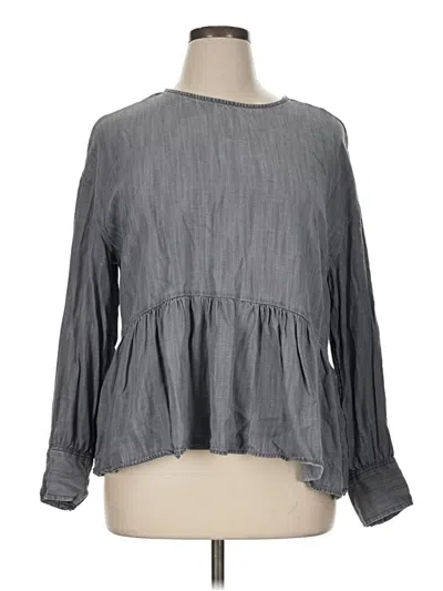 Pre-owned Time And Tru Long Sleeve Blouse In Gray