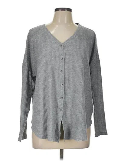 Pre-owned Time And Tru Long Sleeve Blouse In Gray