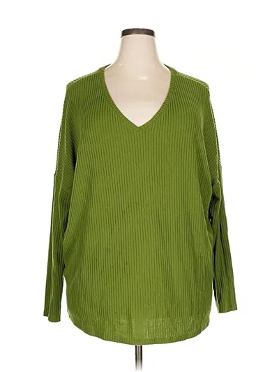 Pre-owned Time And Tru Long Sleeve Blouse In Green
