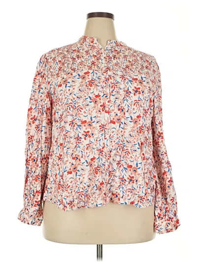 Pre-owned Time And Tru Long Sleeve Blouse In Orange