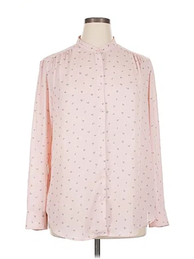 Pre-owned Time And Tru Long Sleeve Blouse In Pink