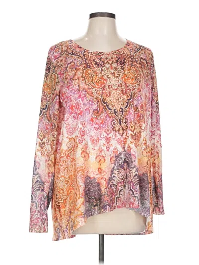 Pre-owned Time And Tru Long Sleeve Blouse In Pink