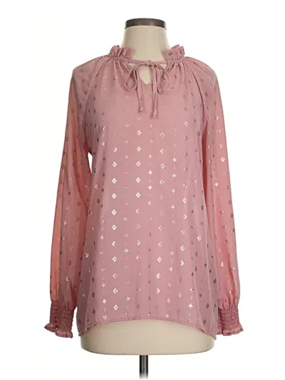 Pre-owned Time And Tru Long Sleeve Blouse In Pink
