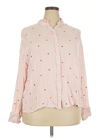 Pre-owned Time And Tru Long Sleeve Blouse In Pink