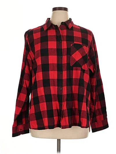 Pre-owned Time And Tru Long Sleeve Blouse In Red