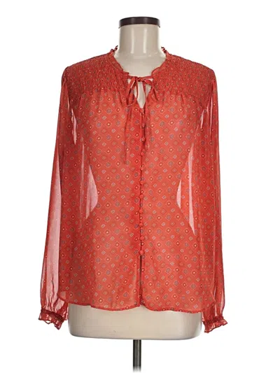 Pre-owned Time And Tru Long Sleeve Blouse In Red
