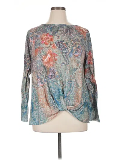 Pre-owned Time And Tru Long Sleeve Blouse In Teal