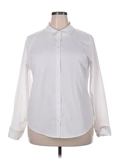 Pre-owned Time And Tru Long Sleeve Blouse In White