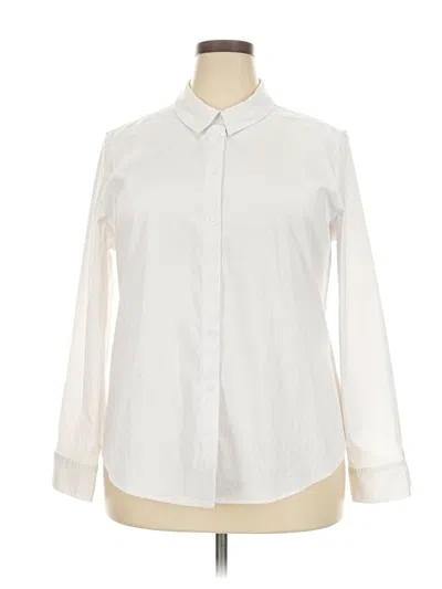 Pre-owned Time And Tru Long Sleeve Blouse In White