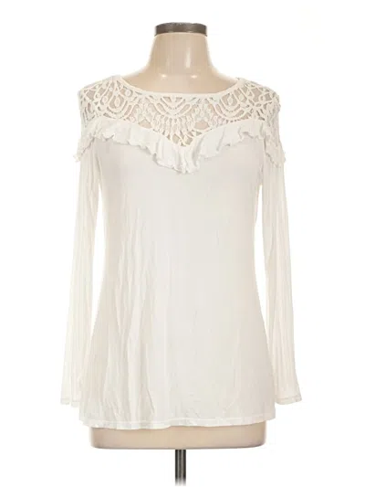 Pre-owned Time And Tru Long Sleeve Blouse In White