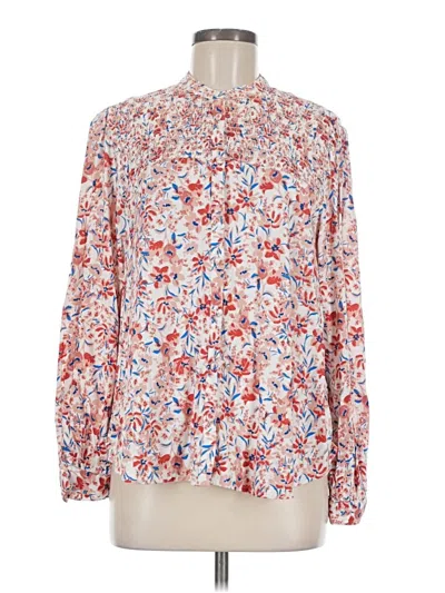 Pre-owned Time And Tru Long Sleeve Blouse In White