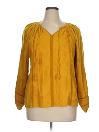 Pre-owned Time And Tru Long Sleeve Blouse In Yellow
