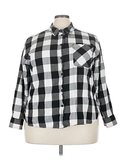 Pre-owned Time And Tru Long Sleeve Button Down Shirt In Black