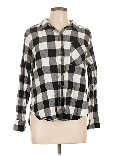 Pre-owned Time And Tru Long Sleeve Button Down Shirt In Black