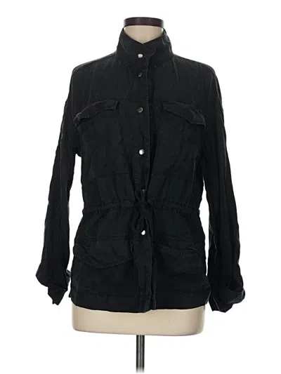 Pre-owned Time And Tru Long Sleeve Button Down Shirt In Black