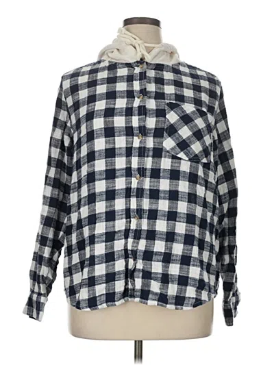 Pre-owned Time And Tru Long Sleeve Button Down Shirt In Blue