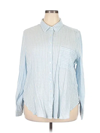 Pre-owned Time And Tru Long Sleeve Button Down Shirt In Blue