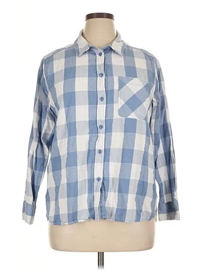 Pre-owned Time And Tru Long Sleeve Button Down Shirt In Blue