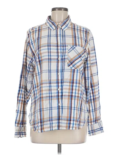 Pre-owned Time And Tru Long Sleeve Button Down Shirt In Blue