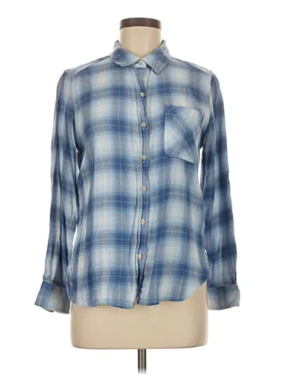 Pre-owned Time And Tru Long Sleeve Button Down Shirt In Blue