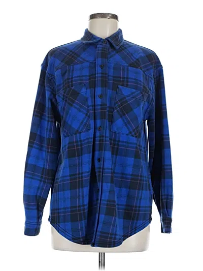 Pre-owned Time And Tru Long Sleeve Button Down Shirt In Blue