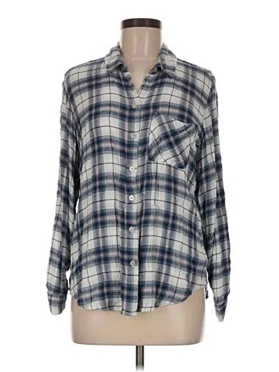 Pre-owned Time And Tru Long Sleeve Button Down Shirt In Blue