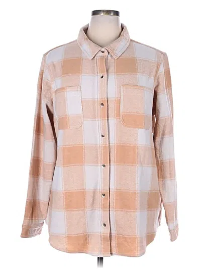 Time And Tru Long Sleeve Button Down Shirt In Brown
