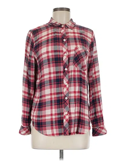 Pre-owned Time And Tru Long Sleeve Button Down Shirt In Burgundy
